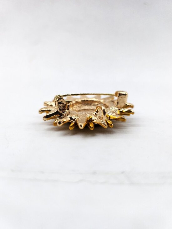 Metal & Rhinestone Sunflower Pin/Brooch - Picture 3 of 4